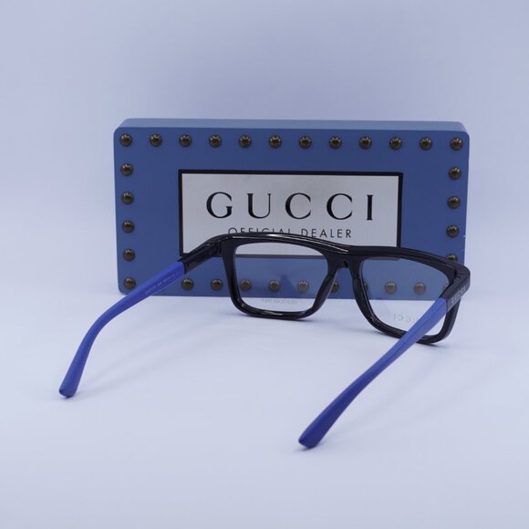 Gucci GG1737O 003 Rectangle Eyeglasses - Black/Blue 54mm - Picture 9 of 11